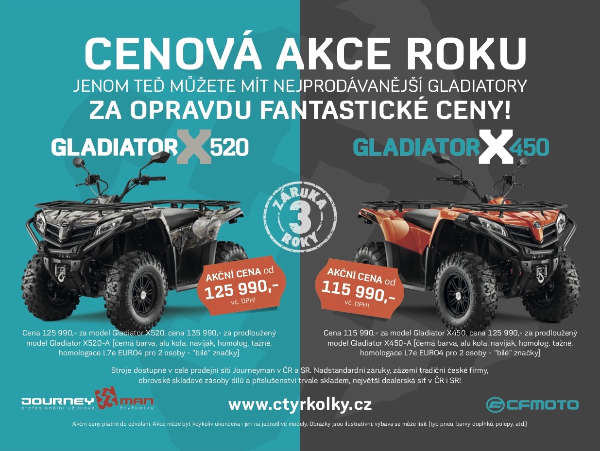 Exkluzivní slevy na modely CF MOTO Gladiator X450 a X520!